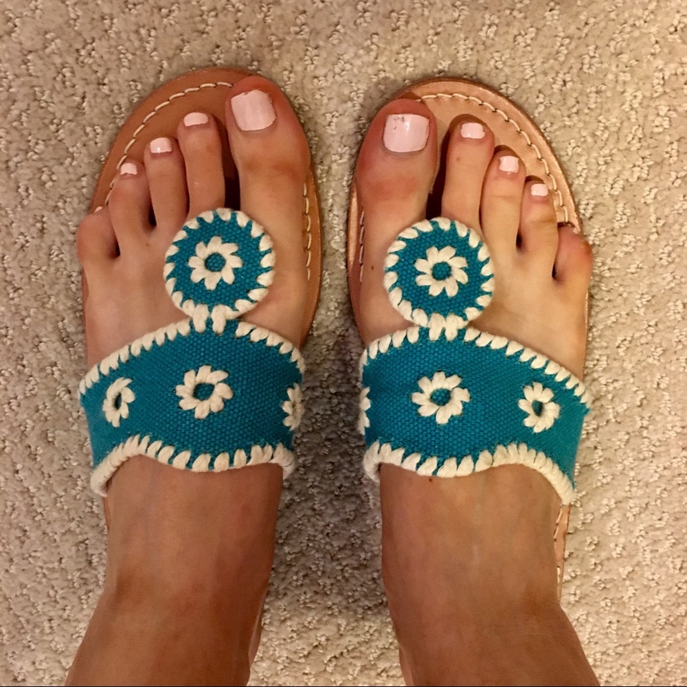 JACK ROGERS - Turquoise fabric Navajo sandals
